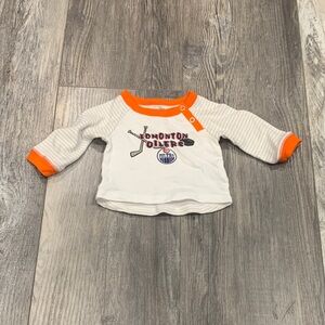 Edmonton Oilers Kids Long Sleeve Shirt - White and Orange